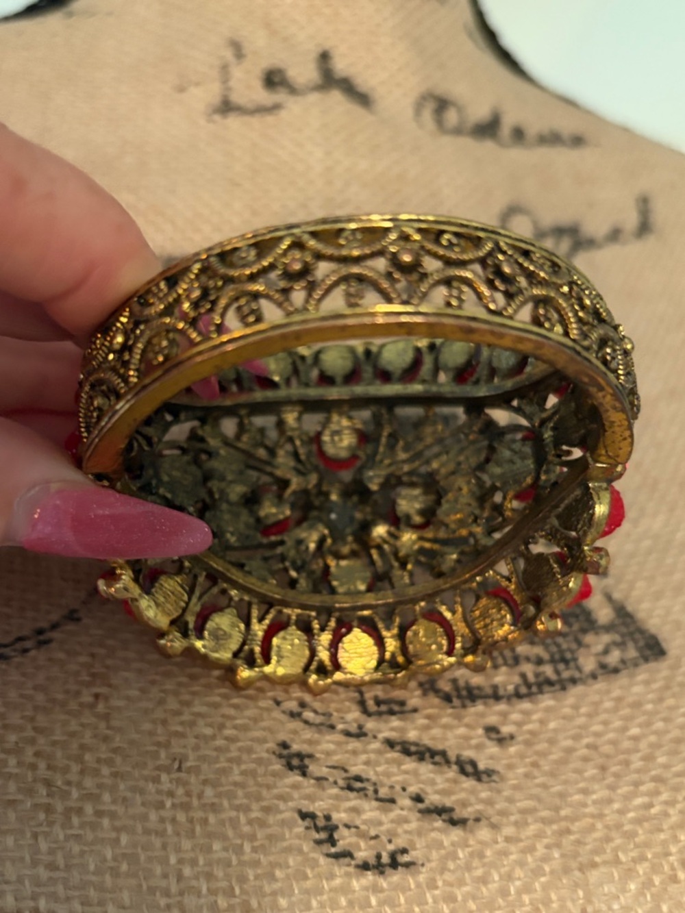 Pink Beaded Statement Cuff Bracelet - Picture 5 of 8